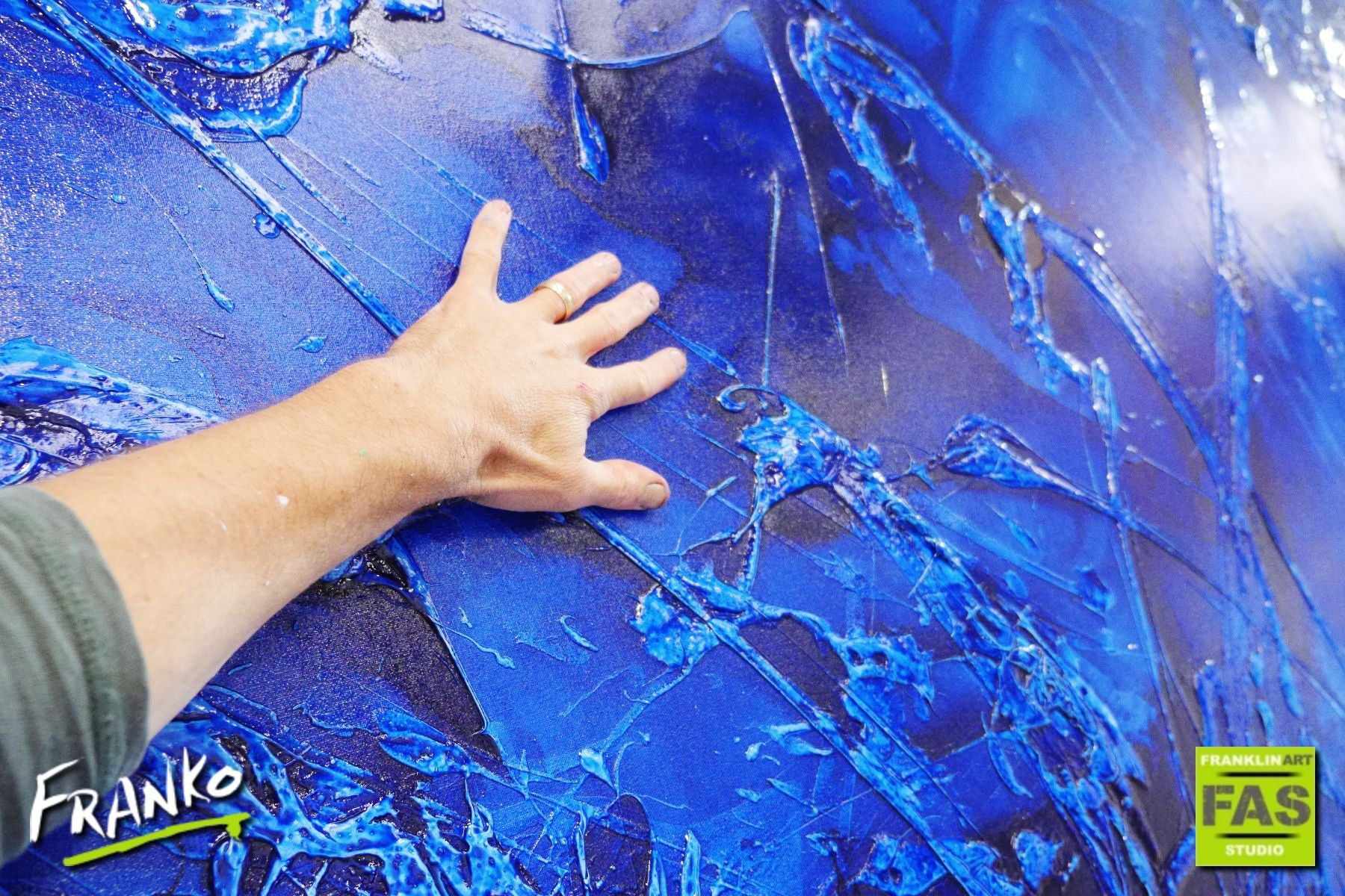 Blue Abstract Painting 270cm x 120cm - Large Modern Wall Art for Living Room, Bedroom & Office Decor