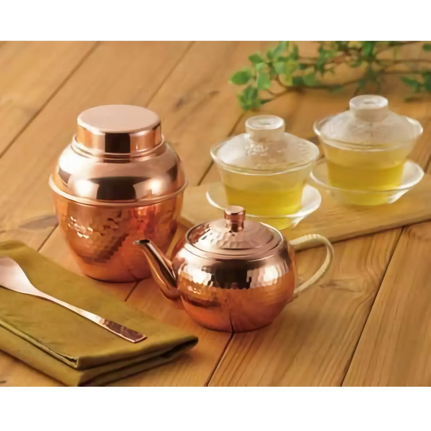 Premium Asahi Nagomi Copper Kyusu Teapot with Built-in Stainless Steel Tea Strainer - Traditional Japanese Cast Iron Teapot for Green Tea, Matcha & Herbal Brewing - Perfect for Home, Office & Tea Ceremonies