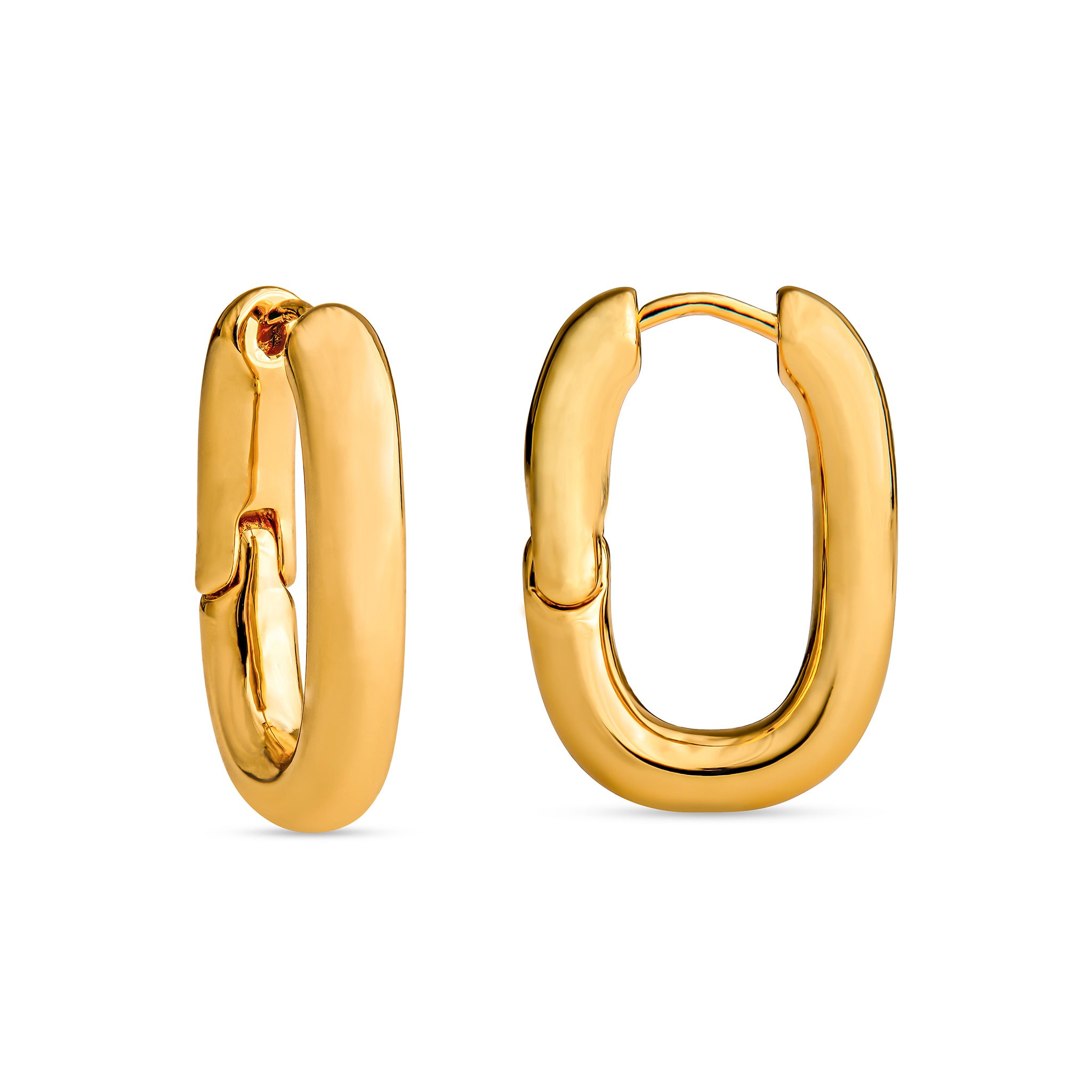 U Shaped Gold Plated Hoop Earrings for Women - 14K Gold Plated Elegant Dangle Earrings - Perfect for Parties, Weddings & Everyday Wear