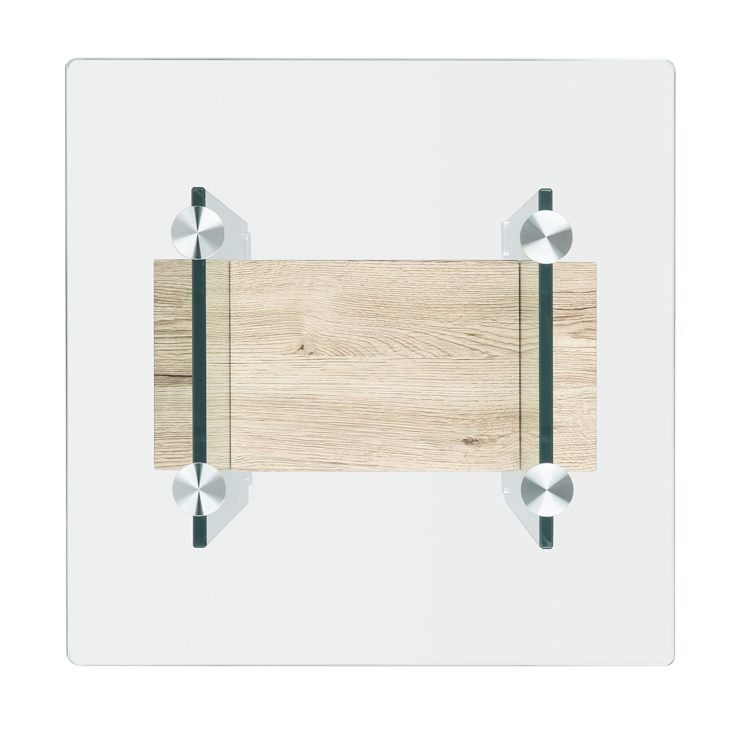 Safavieh Kayley Glass and Natural Wood Accent Table - Modern Side Table for Living Room, Bedroom, or Office Decor