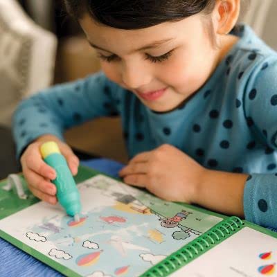 Peaceable Kingdom Water Art Book with Refillable Brushes - Reveal Colorful Vehicle Scenes, Perfect for Kids' Creative Play and Travel Entertainment