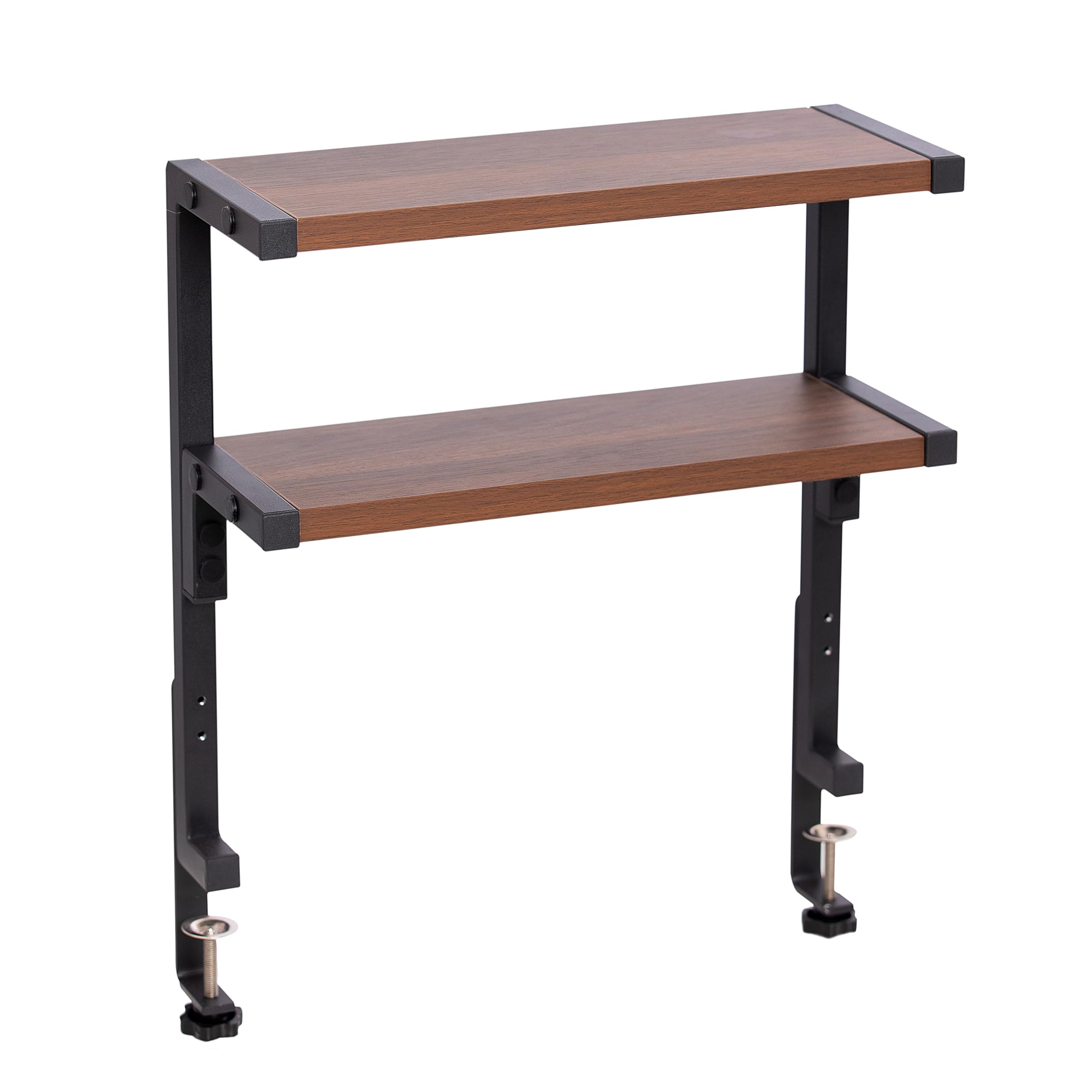 2-Tier Clamp On Desk Shelf Organizer - 15.7x5.9 Inch Under Desk Storage Tray | Space Saving Workspace Solution for Office & Home | Perfect for Laptop Stand, Monitor Riser or Desk Organization
