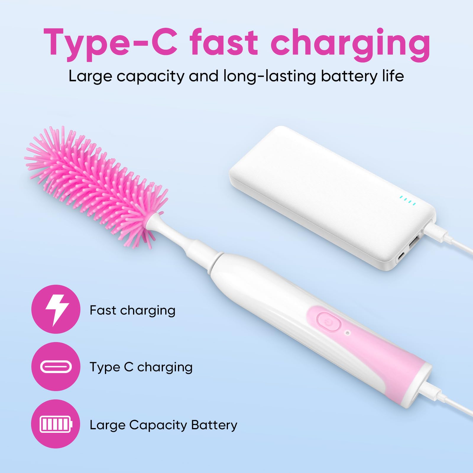 Maypott Electric Baby Bottle Brush Cleaner Set with Nipple & Straw Brush, Portable Bottle Sterilizer & Dryer, Travel-Friendly Baby Essentials for Breastfeeding & Formula Feeding (Purple) - Perfect for Home, Nursery, Daycare & On-the-Go Parents