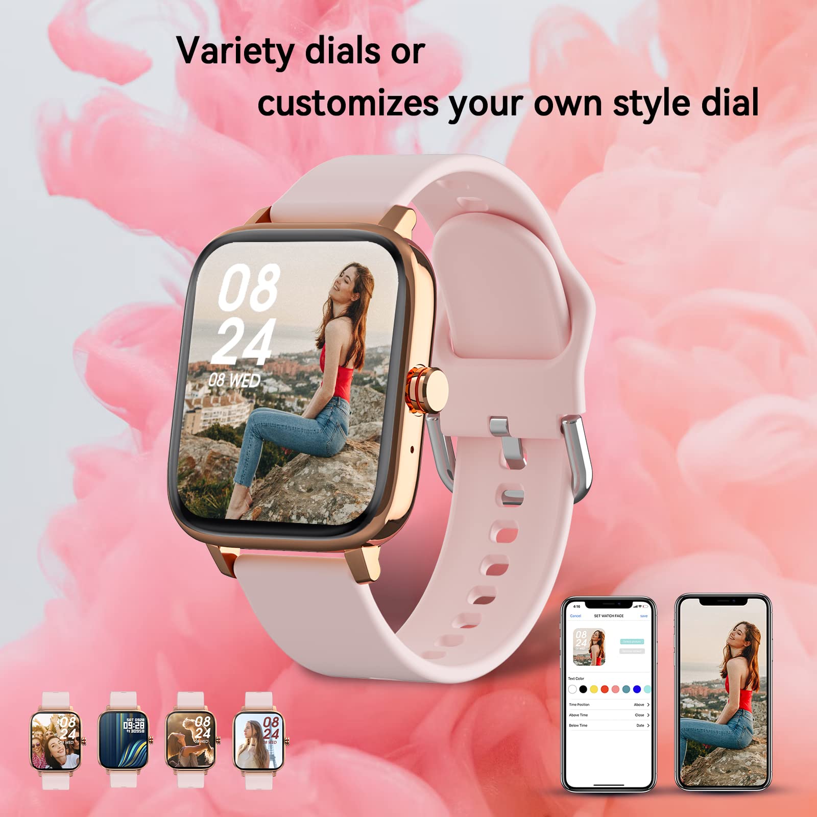 Smart Watch for Android & iOS - 1.7 Inch Touch Screen Fitness Tracker with Heart Rate Monitor, Step Counter, Calorie & Sleep Tracking - Waterproof Smartwatch for Men Women (Perfect for Running, Gym & Daily Activity)