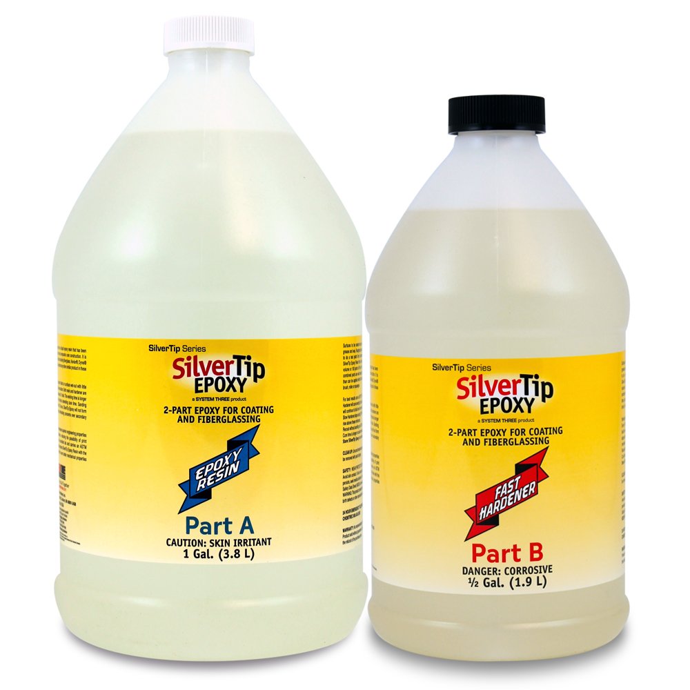 System Three SilverTip Epoxy Resin with Fast Hardener - 1.5 Gallon Kit for Woodworking, Boat Building & DIY Projects | High-Performance Adhesive for Marine, Automotive & Craft Applications