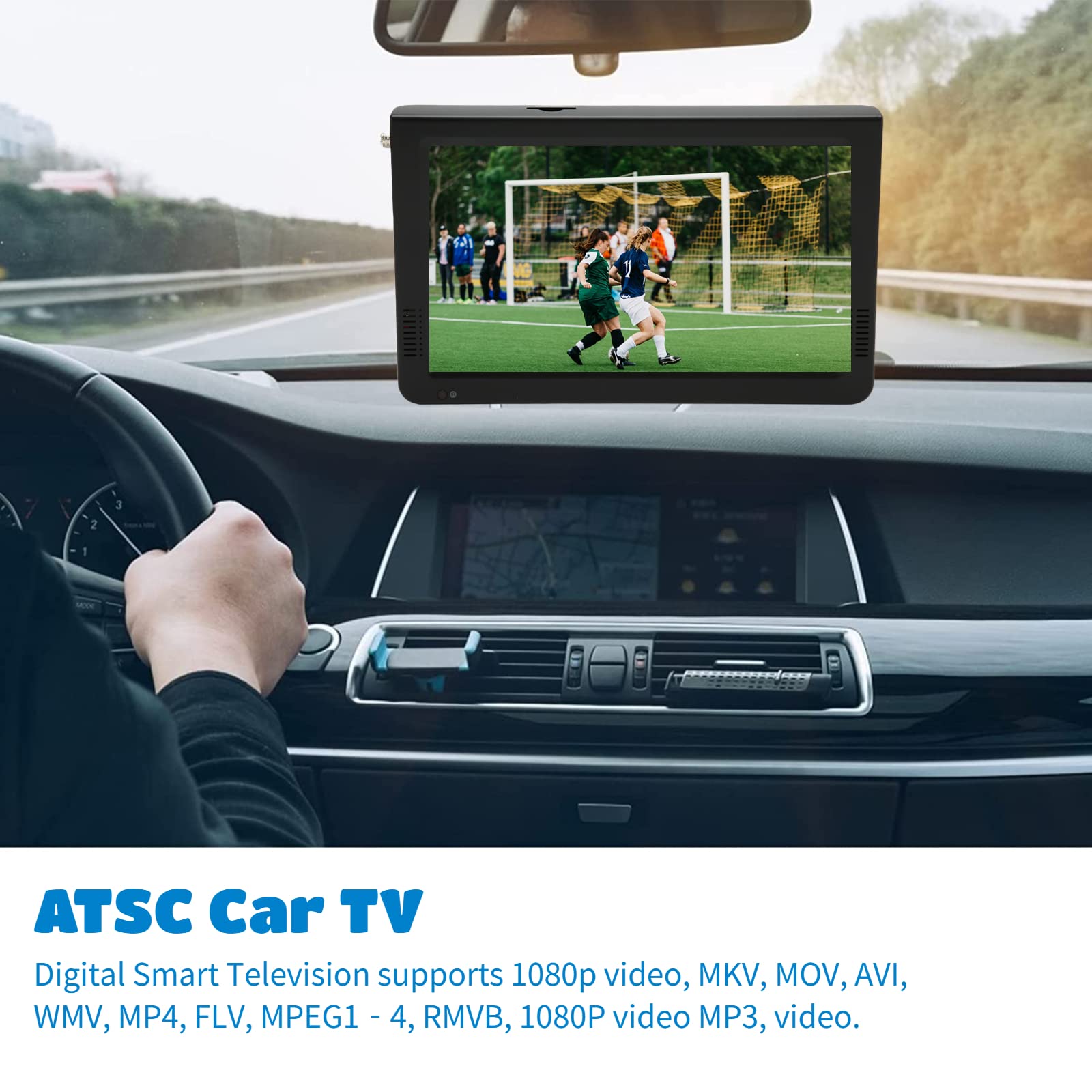 10-inch Portable Widescreen LED TV with 1080P HD | Digital ATSC/Analog TV Tuner | HDMI, SD, TF, USB, VGA Inputs | Perfect for Car, Camping, Outdoor & Kitchen Use | Smart Video Player with High Sensitivity Reception