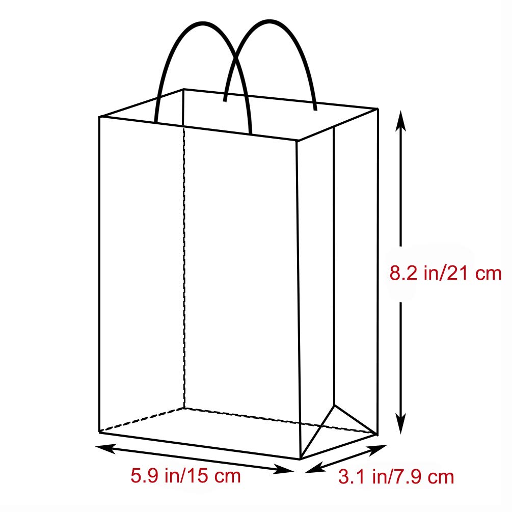 AZOWA Small Kraft Paper Gift Bags with Handles - 5x3.1x8.2 Inches, Red (50 Pack) - Perfect for Party Favors, Wedding Gifts & Retail Packaging