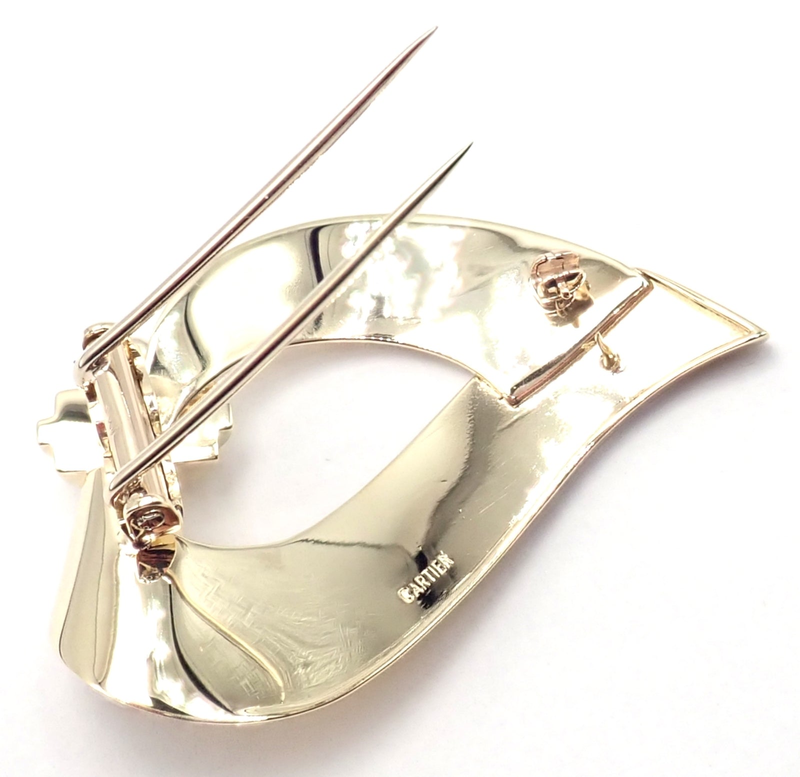 Vintage Authentic Cartier 14k Yellow Gold Art Deco Brooch Pin - Elegant Jewelry Gift for Women, Perfect for Weddings & Special Occasions