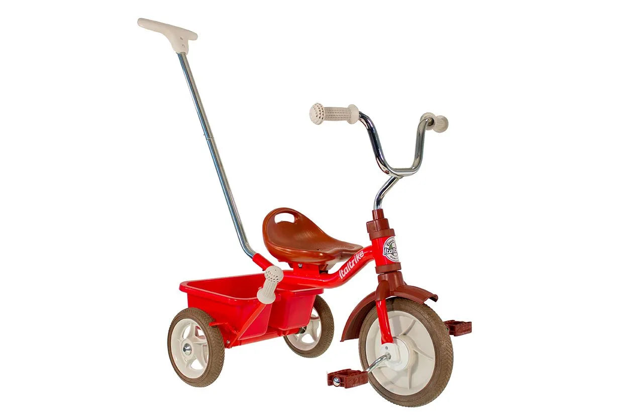 Italtrike® Passenger Tricycle for Kids - 3-Wheel Ride-On Toy with Parent Push Handle - Outdoor & Indoor Toddler Trike for Ages 1-3 Years - Perfect for Park Rides, Backyard Play & Learning Balance