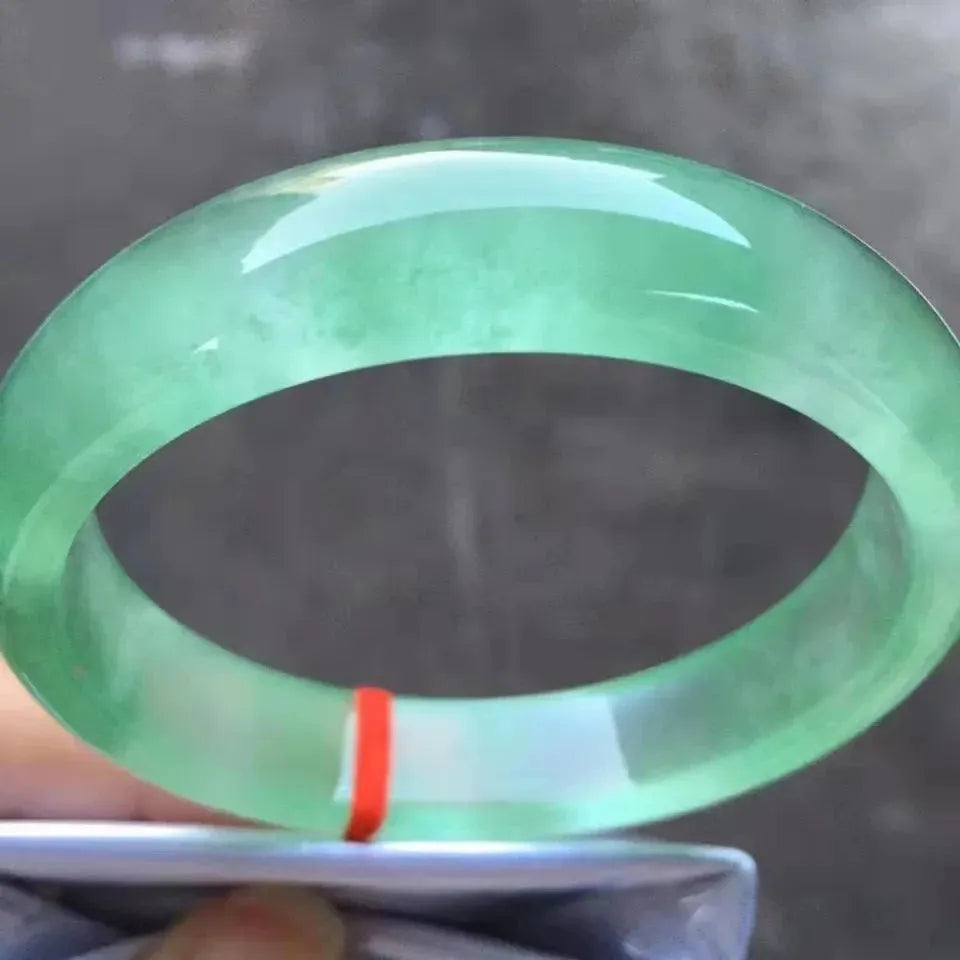 Premium Natural Jadeite Bangle - Handcarved Ice Green Jade Bracelet for Women, Lucky Holiday Gift & Emerald Jewelry Accessories | Perfect for Weddings, Anniversaries, and Spiritual Healing