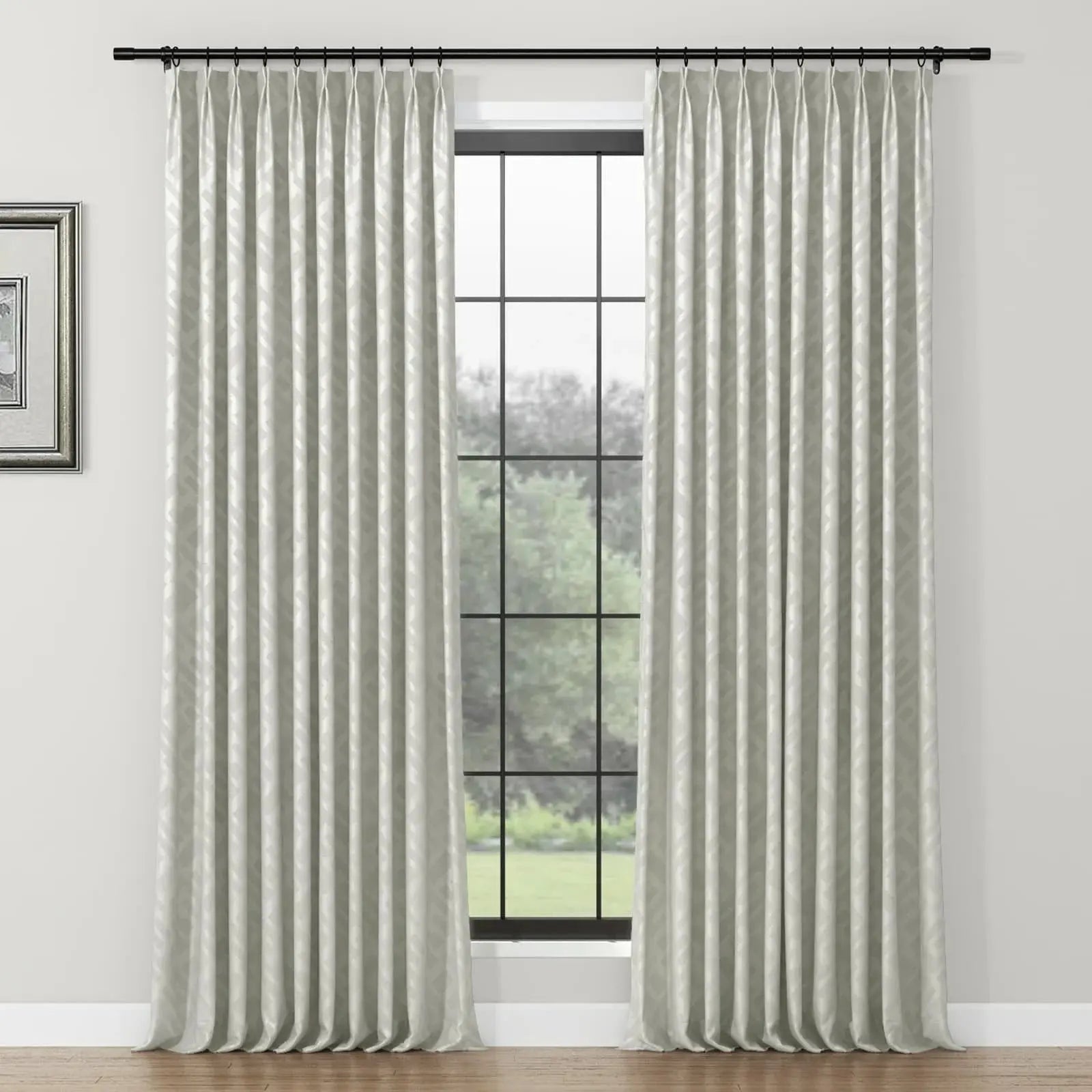 Lydia Rove Jacquard Pleated Curtains for Living Room & Bedroom - Elegant Window Treatments for Home Decor