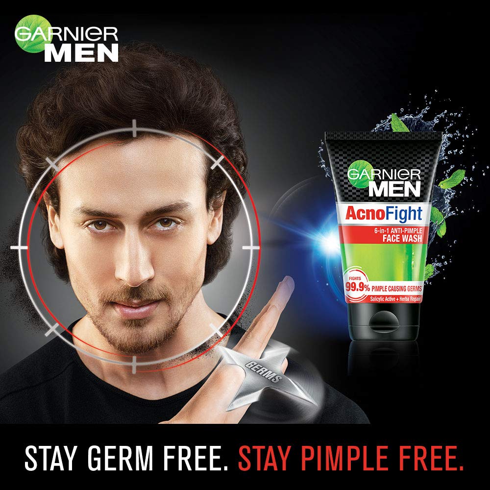 Garnier Men Power White Anti-Dark Cells Brightening Face Wash & Acno Fight Anti-Pimple Cleanser - 100g Each | Men's Skincare for Dark Spots & Acne | Daily Face Wash Routine for Clear, Radiant Skin