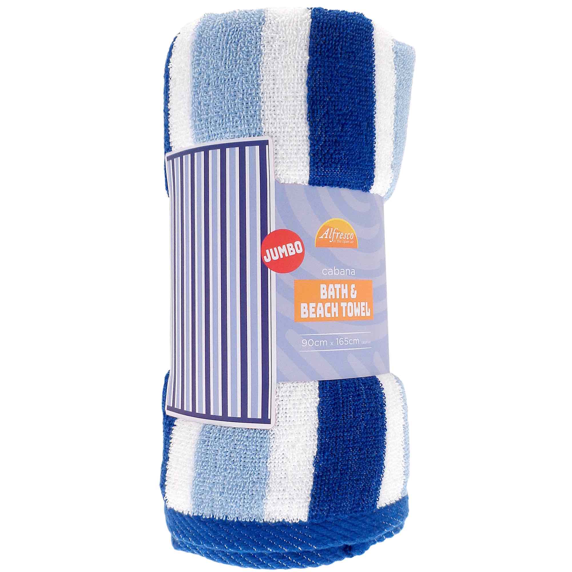 Premium Cabana Stripe Beach Towel - Soft & Absorbent Quick-Dry Blue Stripe Towel for Pool, Beach, Vacation & Outdoor Activities