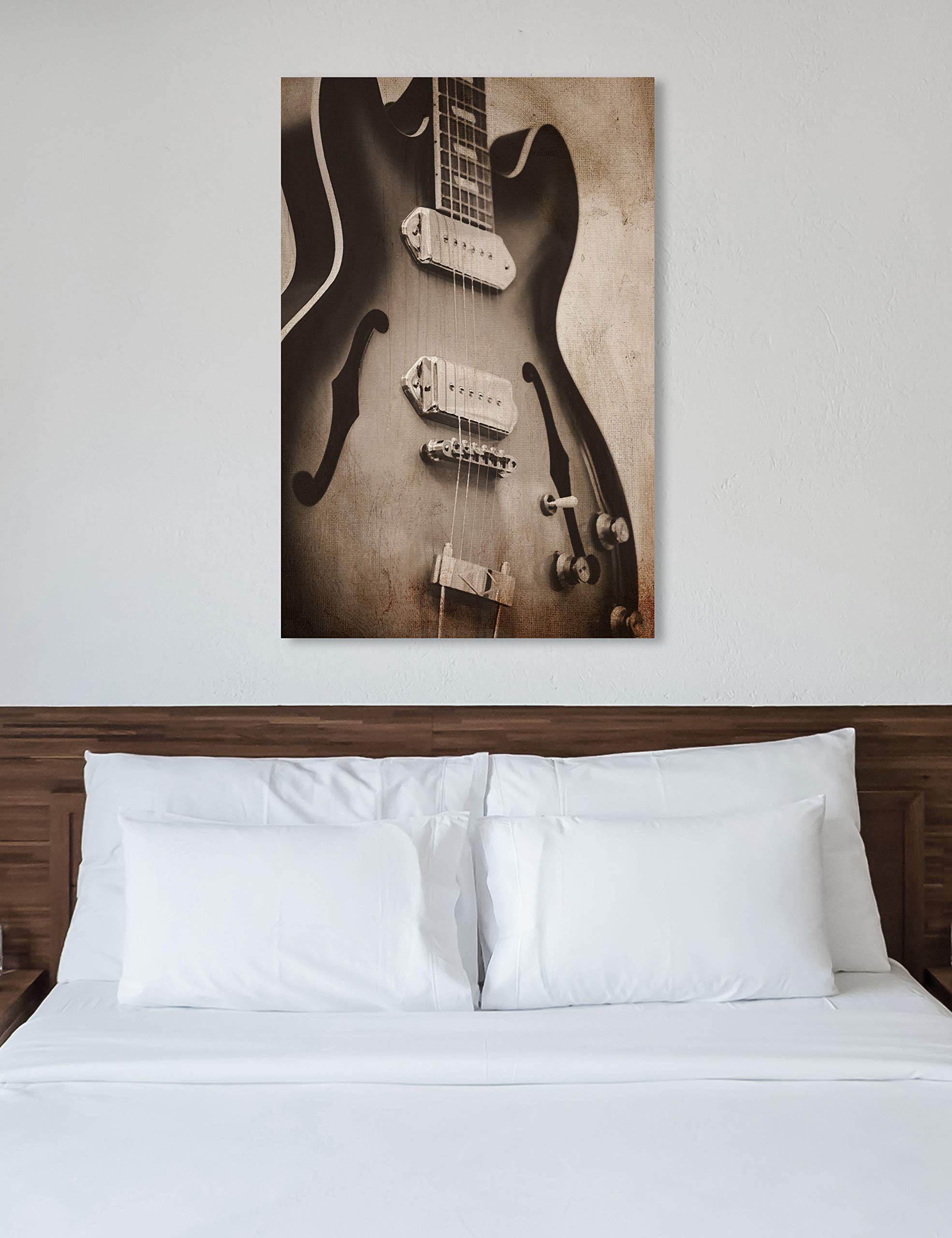 Oliver Gal Artist Co. 'Guitar Days' Music Themed Wall Art Canvas Print - 40x60 Inches Brown & White Home Decor - Perfect for Living Room, Bedroom & Music Studio Decorations