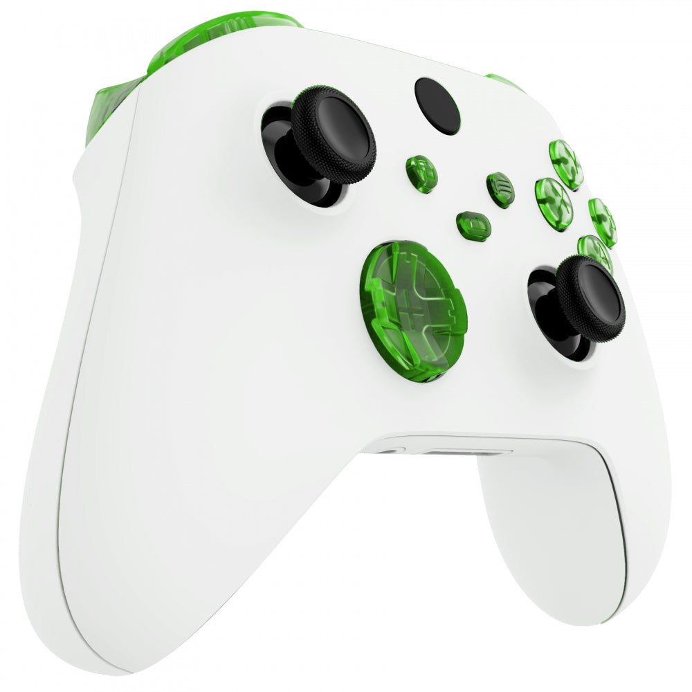 eXtremeRate Transparent Green Replacement Buttons for Xbox Series X/S Controller - LB RB LT RT Bumpers, Triggers, D-Pad, ABXY, Start, Back, Sync & Share Keys | Perfect for Gaming Enthusiasts & Controller Customization