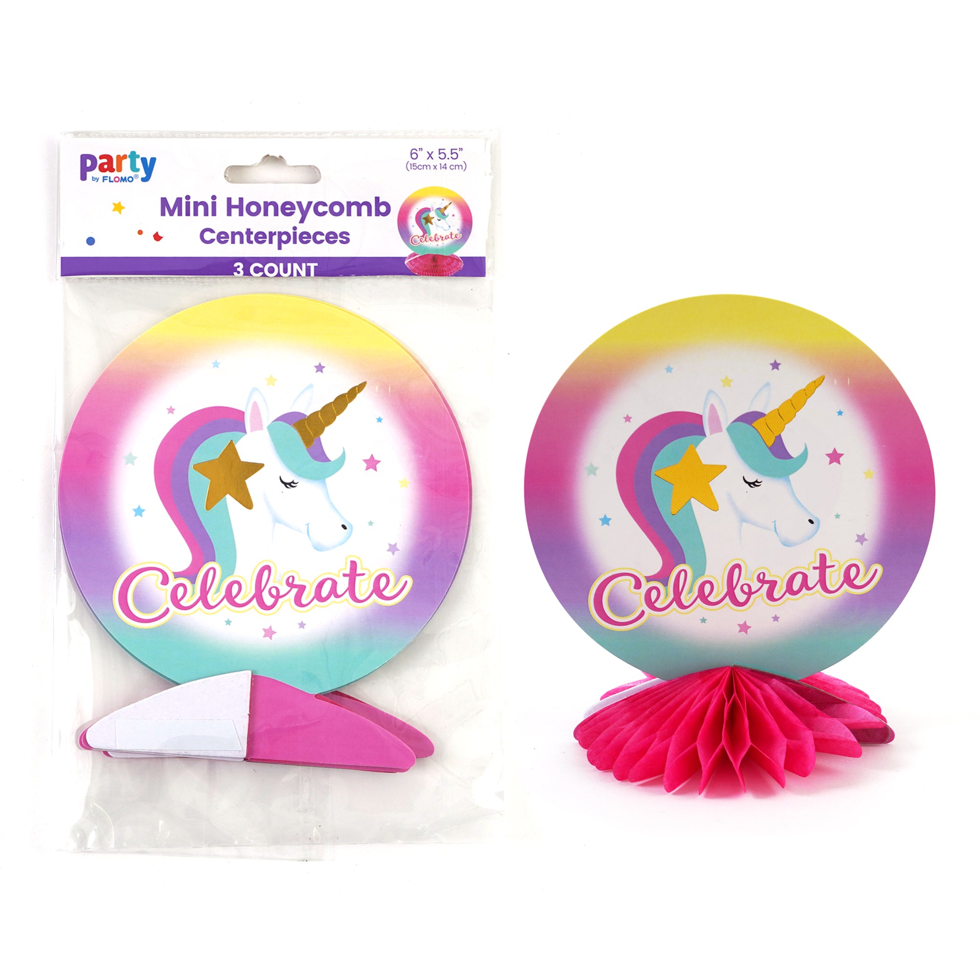 3Ct Unicorn Mini Honeycomb Centerpieces with Hot Stamp - 6