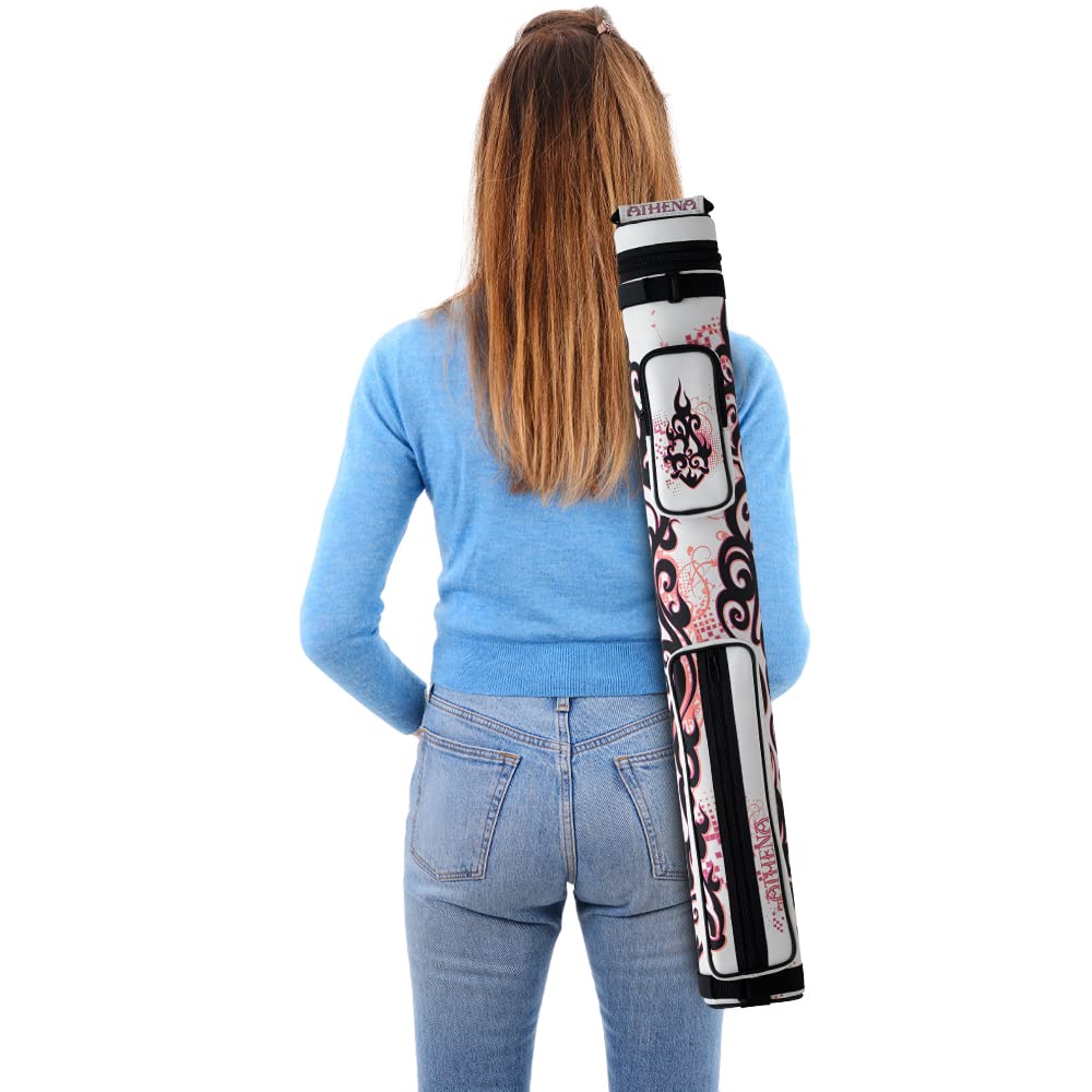 Athena ATHC03 Heartburn 2 Butt 2 Shaft Hard Pool Cue Case - Pink/White | Durable Protective Billiard Accessory for Pool Players