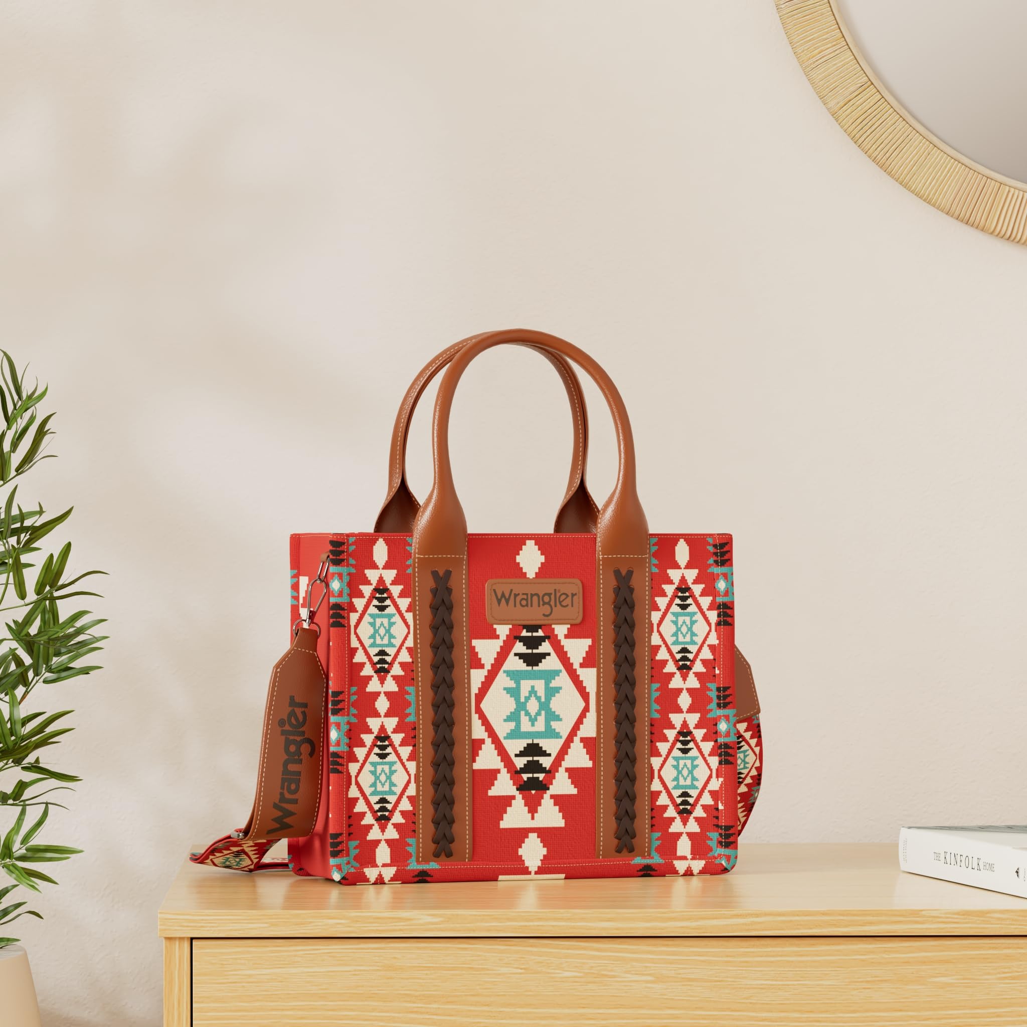 Wrangler Aztec Tote Bag for Women - Boho Shoulder Purse & Handbag - Perfect for Work, Travel & Casual Outings