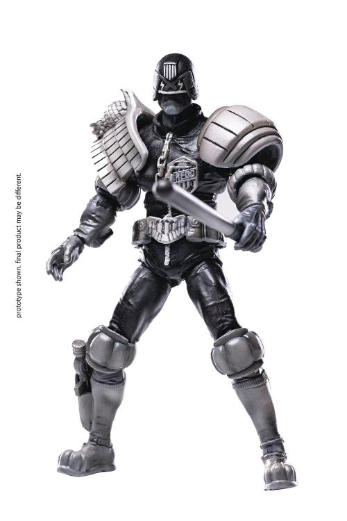 1/18 Scale HIYA 4-Inch Judge Dredd Action Figure - Exquisite Mini Collectible Series (Black & White Version) | Perfect for Display, Gifts & Comic Book Collections