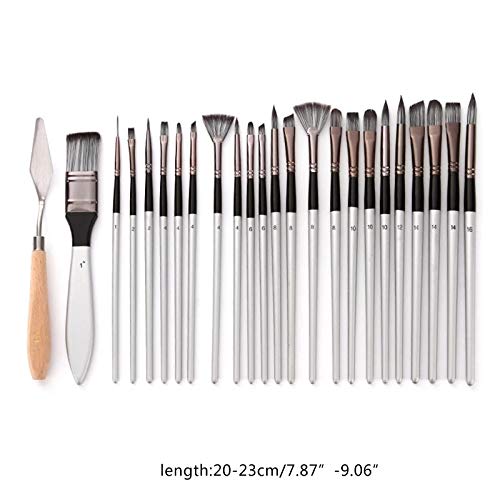 24-Piece Nylon Hair Wooden Handle Watercolor Paint Brush Set - Perfect for Artists, Students & DIY Projects (Scrubbing & Scraping Tools Included)