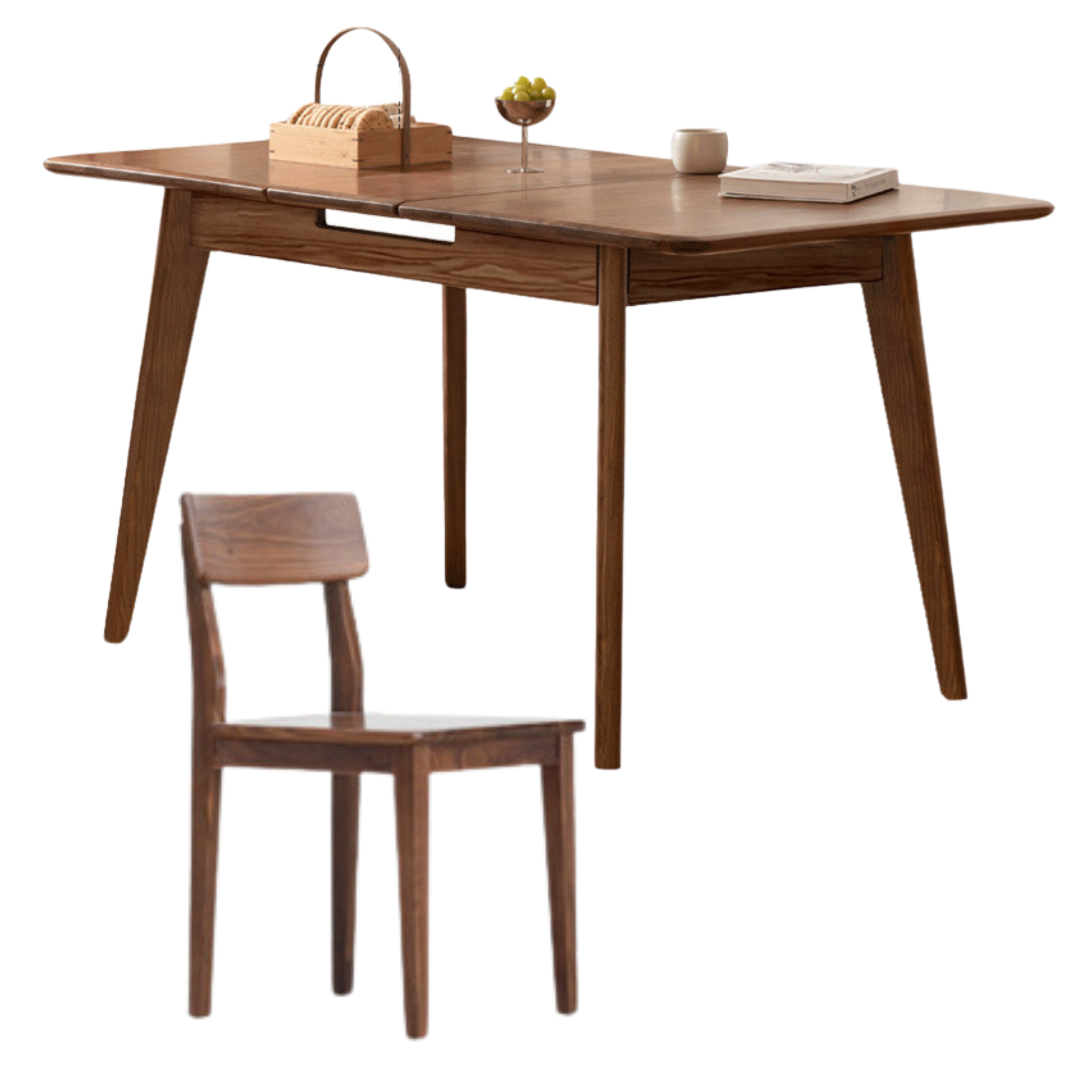 Solid Black Walnut Extendable Dining Table - Expandable Wooden Table for Small Spaces | Perfect for Family Dinners, Entertaining Guests & Space-Saving Home Decor