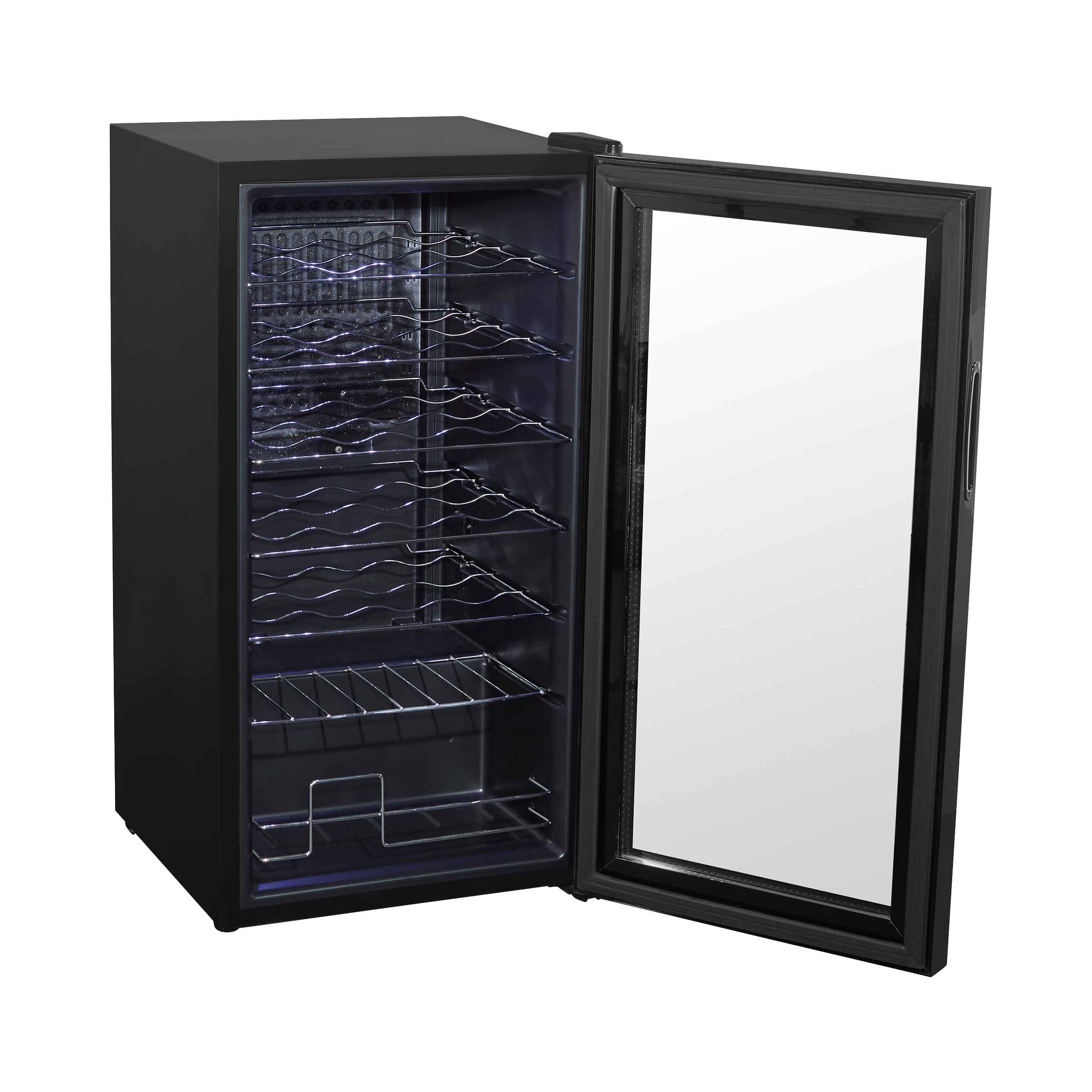 Baridi 28 Bottle Wine Cooler Refrigerator - Digital Touch Screen Control, LED Interior Lighting, Freestanding Black Wine Fridge for Home, Kitchen, Bar, or Restaurant Use