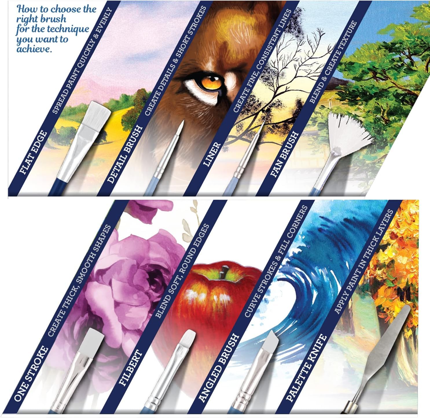 ArtSkills 40-Piece Acrylic Paint Brush Set for Canvas Painting - Professional Artist Brushes with Palette Knife - Perfect for Acrylics, Oil, Watercolor & Craft Projects - Ideal for Beginners & Professional Artists