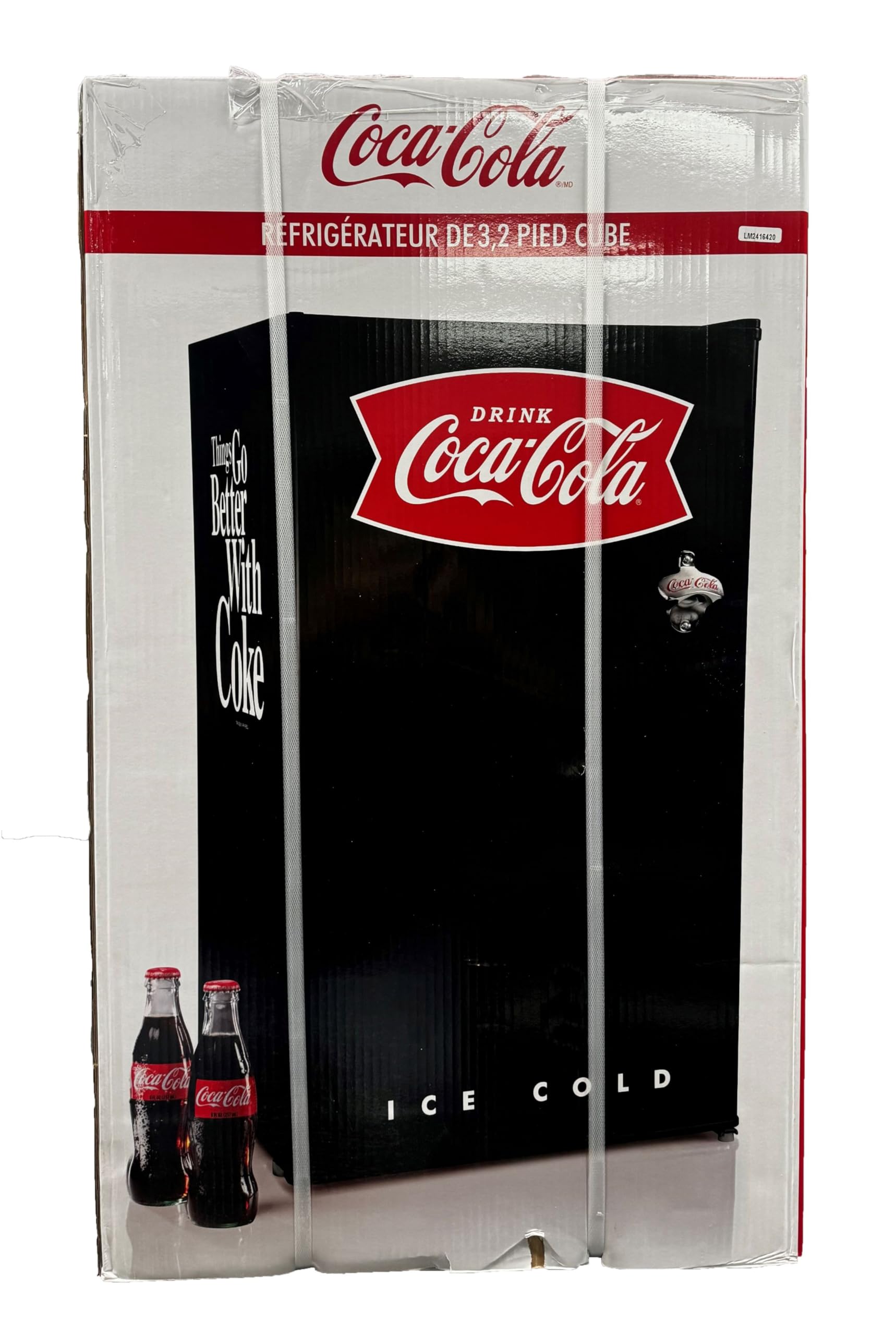Igloo Coca-Cola 3.2 Cu. Ft. Mini Fridge with Freezer - Adjustable Temperature (32°F), Bottle Opener & Ice Cube Tray Included - Compact Refrigerator for Dorm, Office, Bedroom or Man Cave - Black