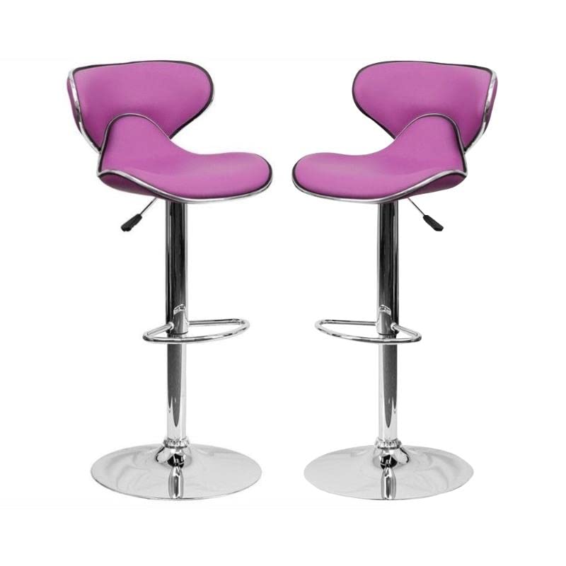 **Adjustable Purple Bar Stools Set of 2 - Mid Back Home Square Cozy Stools for Kitchen Island, Breakfast Nook & Home Bar**