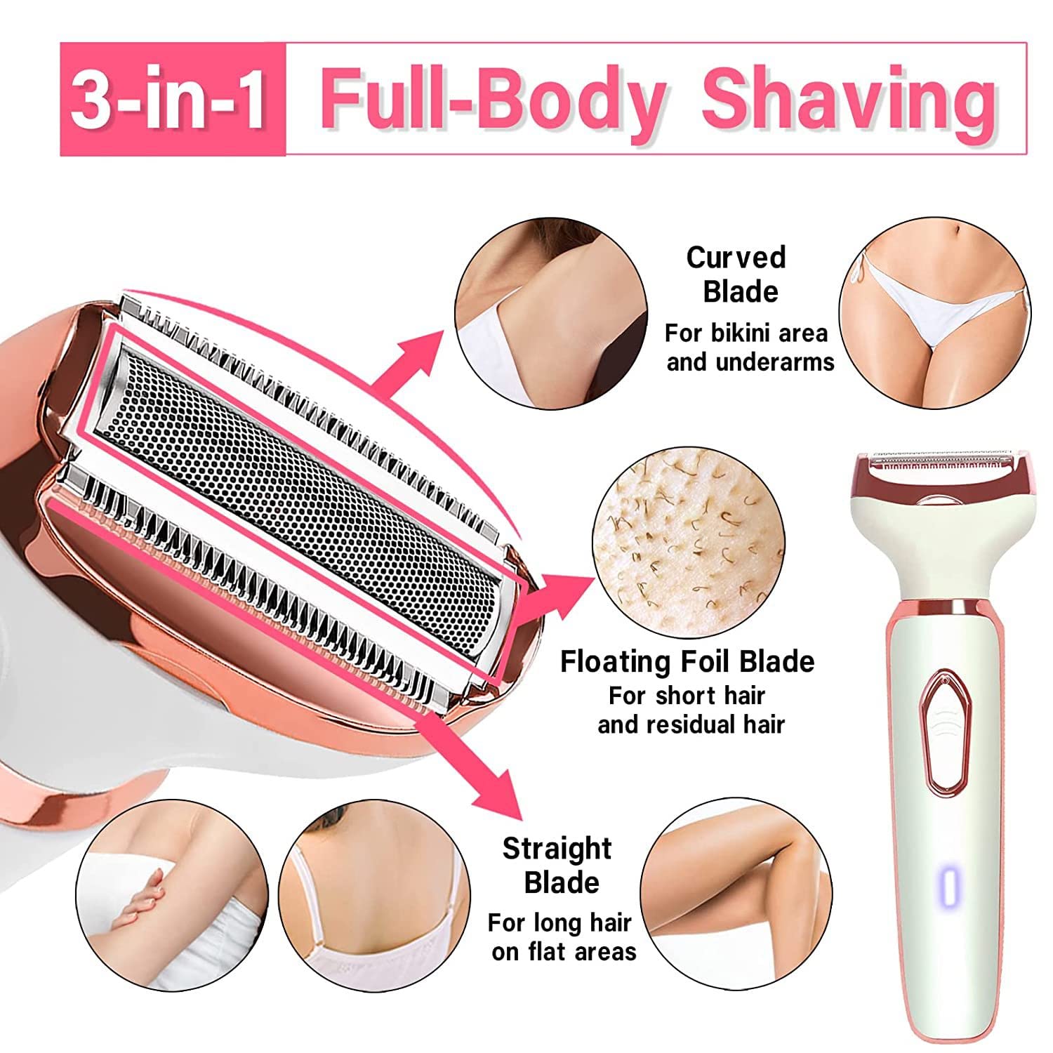 4-in-1 Electric Women's Shaver & Bikini Trimmer - Waterproof Body Hair Epilator for Smooth Skin - Perfect for Travel, Gym & Beach Prep