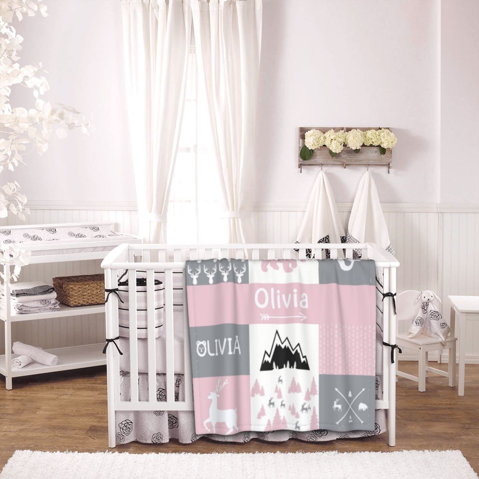 Personalized Baby Blankets for Boys & Girls - Custom Name Woodland Baby Blanket - Soft Nursery Blanket for Newborns - Perfect Baby Shower Gift for Boys & Girls - Ideal for Crib, Stroller & Photo Shoots