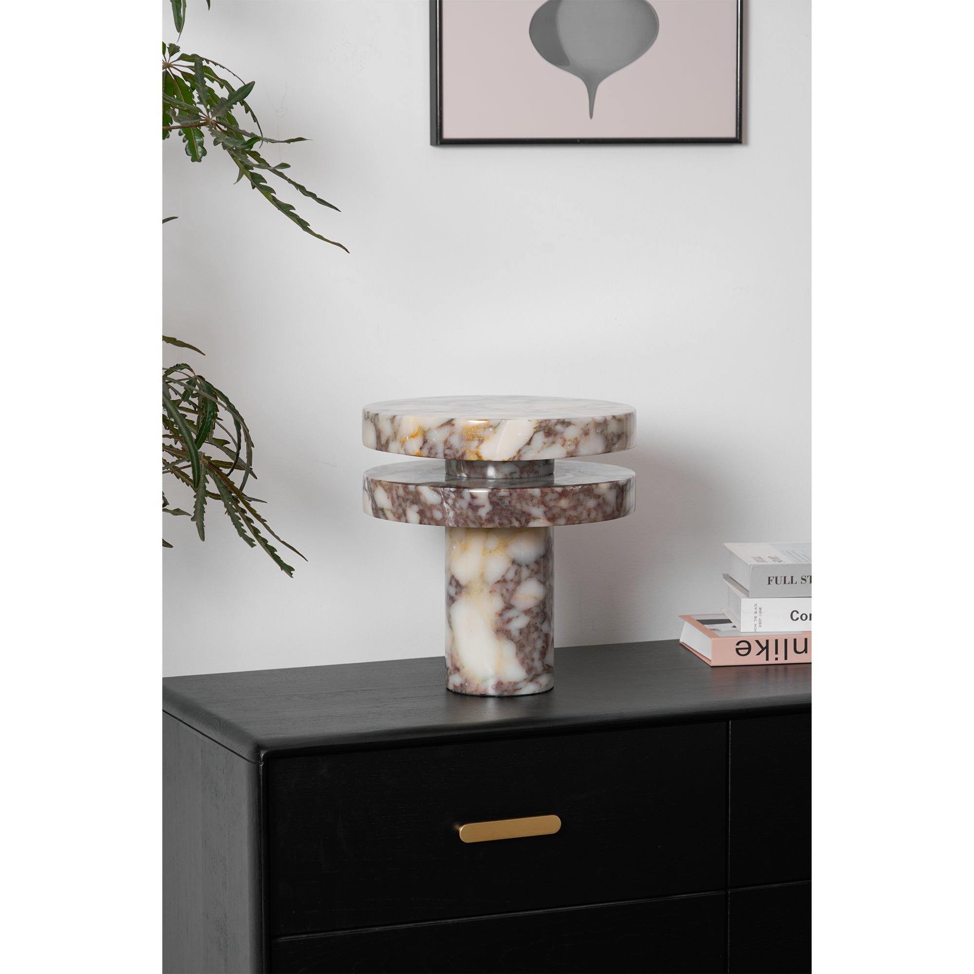 Elegant Altar Marble Table Lamp - Handcrafted Stone Base with Fabric Shade for Home Decor, Bedroom, Living Room & Meditation Spaces