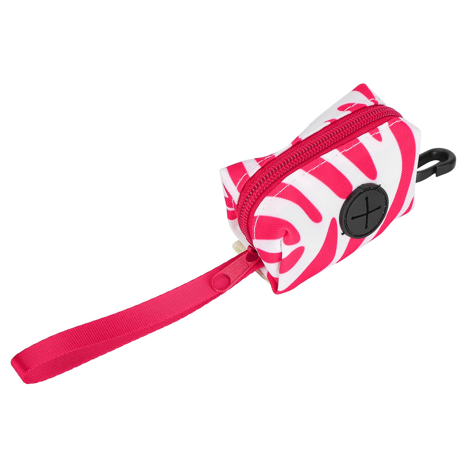 Premium Dog Poop Bag Holder with Strong Hook & Loop Strap - Durable Oxford Cloth Leash Attachment for Pet Waste Bags (Rose Red) - Perfect for Walking, Hiking & Outdoor Adventures with Your Dog