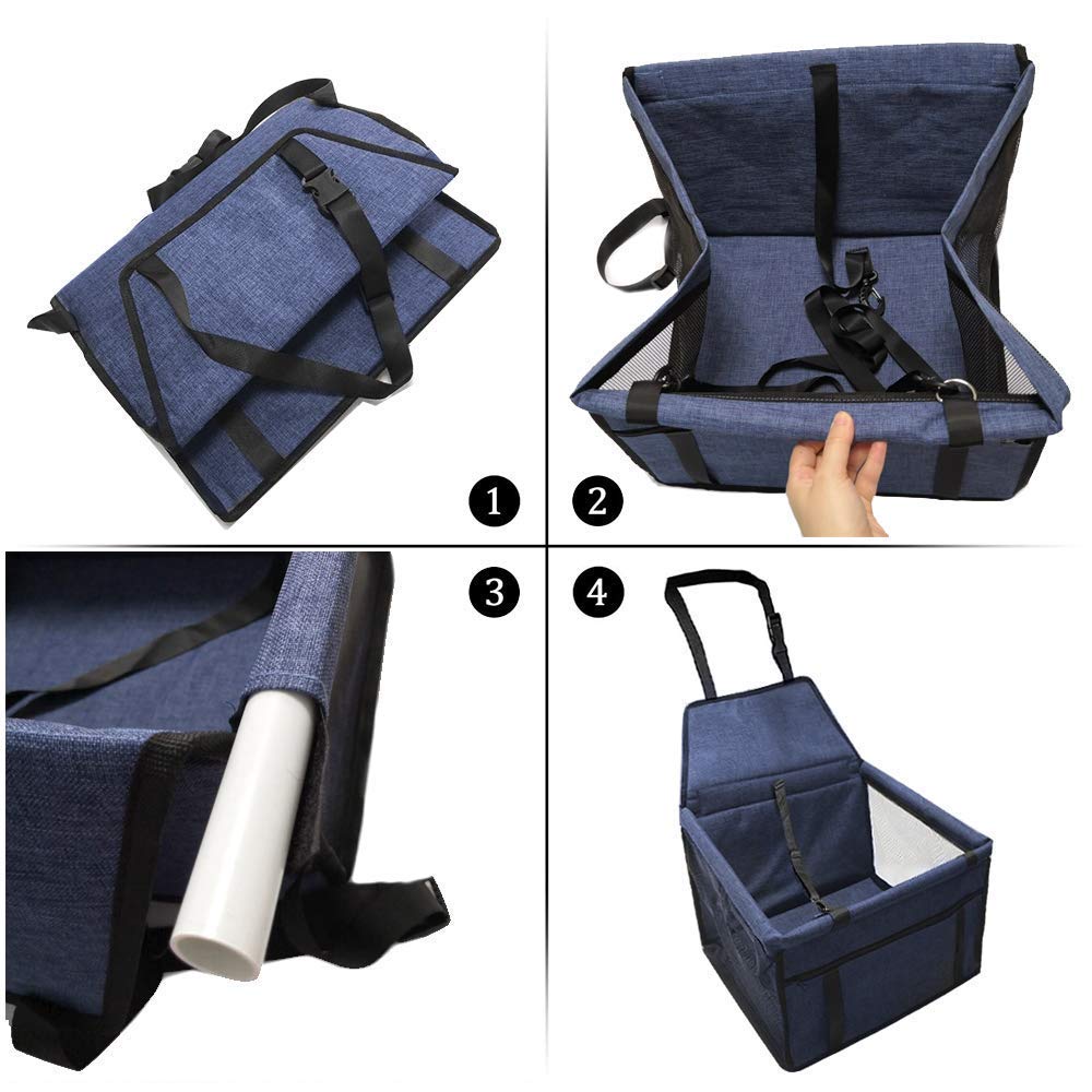 Upgraded Pet Car Booster Seat with Safety Leash - Travel Carrier for Small Dogs & Cats - Perfect for Road Trips