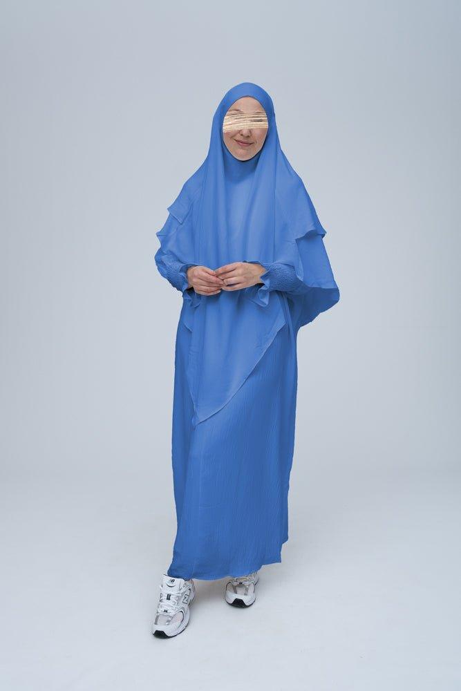 Light Blue Pristine Prayer Gown for Umrah & Salah - Modest Islamic Dress for Women's Religious Ceremonies & Daily Prayers