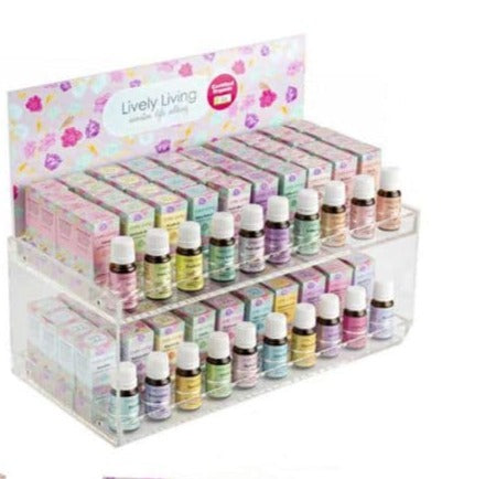 2-Tier Oil Stand with Filled Bottles and Testers - Perfect for Essential Oil Storage and Aromatherapy Use