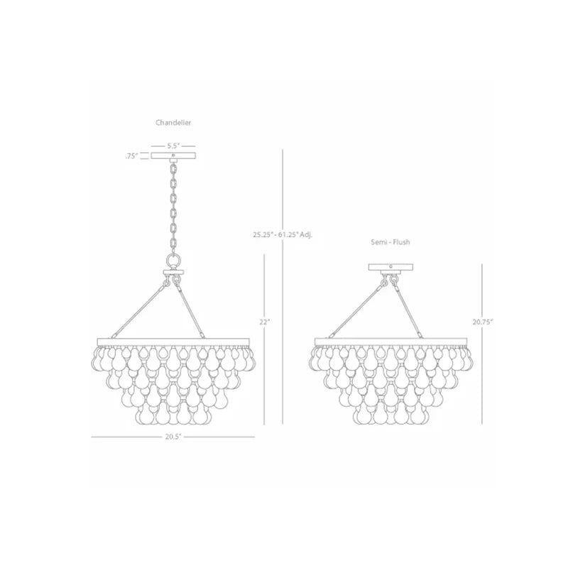 Abee Waterdrop Round Chandelier - 21 Inch Modern Crystal Ceiling Light Fixture for Dining Room, Bedroom & Living Room Decoration