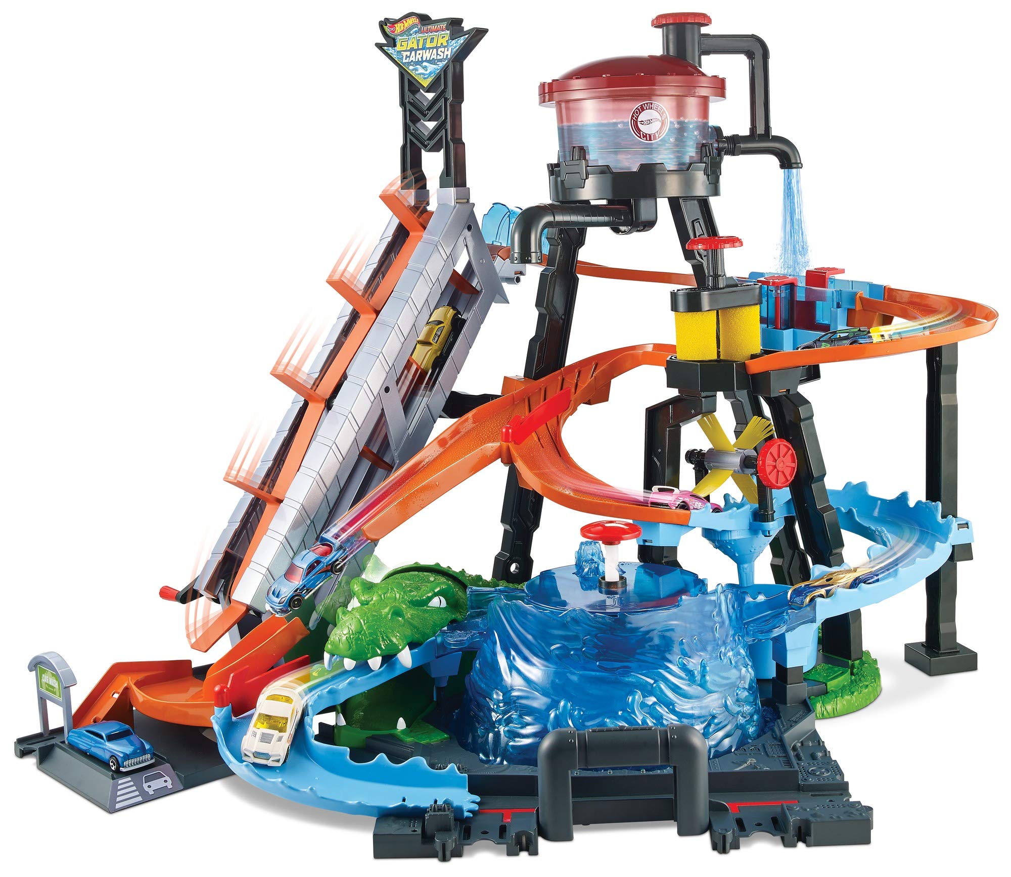 Hot Wheels City Car Wash Playset with Giant Gator Toy - Interactive Race Track for Kids, Die-Cast Vehicle Playset - Perfect for Pretend Play & Car Racing Games at Home