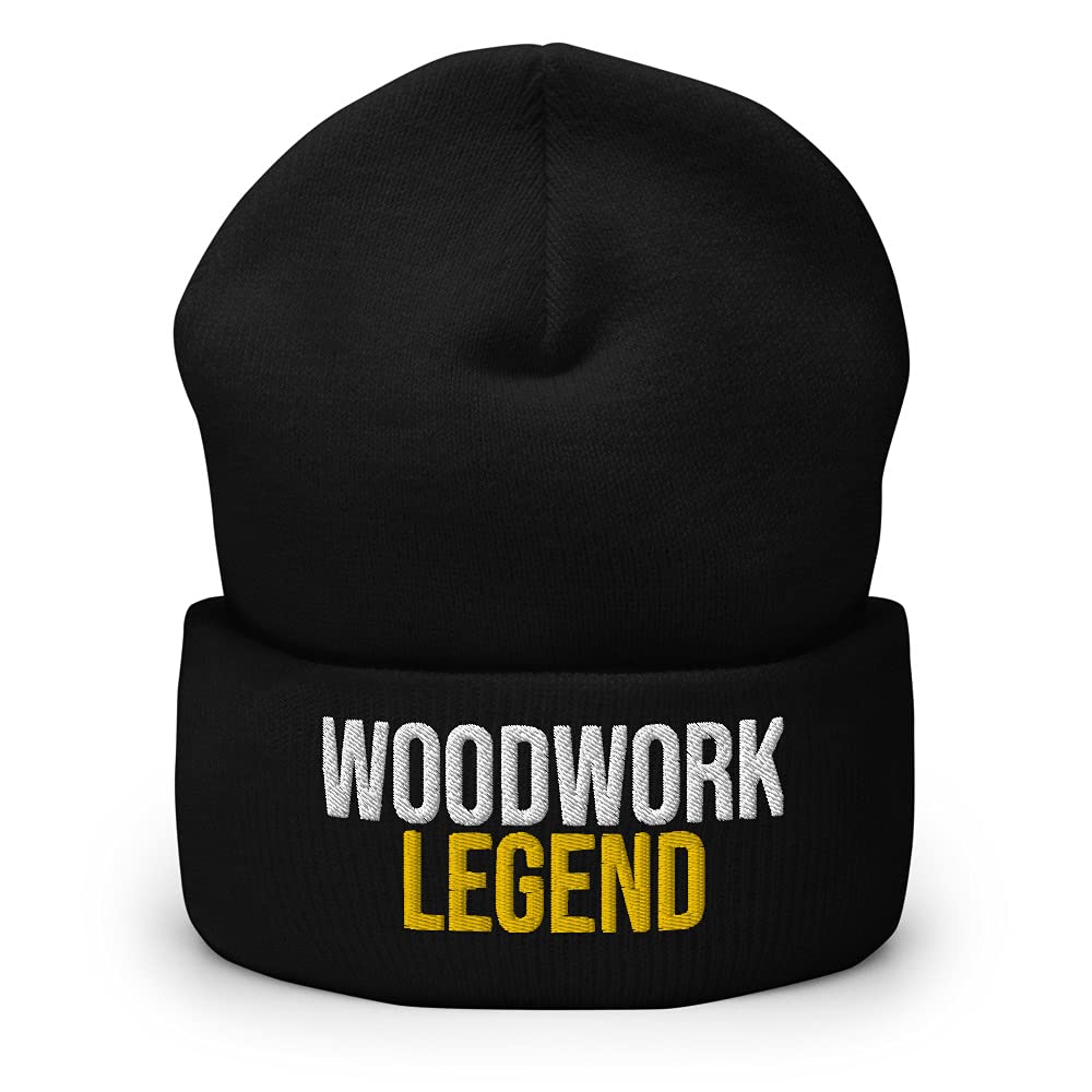 Woodwork Legend Embroidered Cuffed Beanie - Premium Woodworking Apparel for Men & Women - Perfect for Carpenters, DIY Enthusiasts & Outdoor Winter Activities