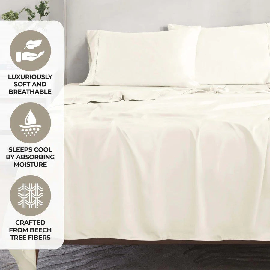 Premium 300 Thread Count Modal Bed Sheet Set from Beechwood - Deep Pocket Fitted Sheets for Queen/King Size Beds - Ultra Soft & Breathable Bedding for All-Season Comfort