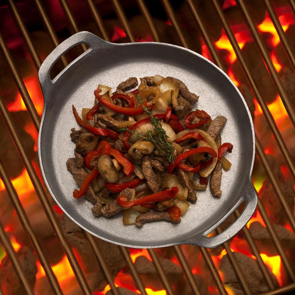 Premium Non-Stick Round Saute Pan for Grilling & Cooking - 12 Inch Stainless Steel Induction Compatible Skillet - Perfect for Searing, Frying & Sauteing Vegetables, Meat & Pasta - Ideal for Home Kitchen, Camping & Outdoor BBQ