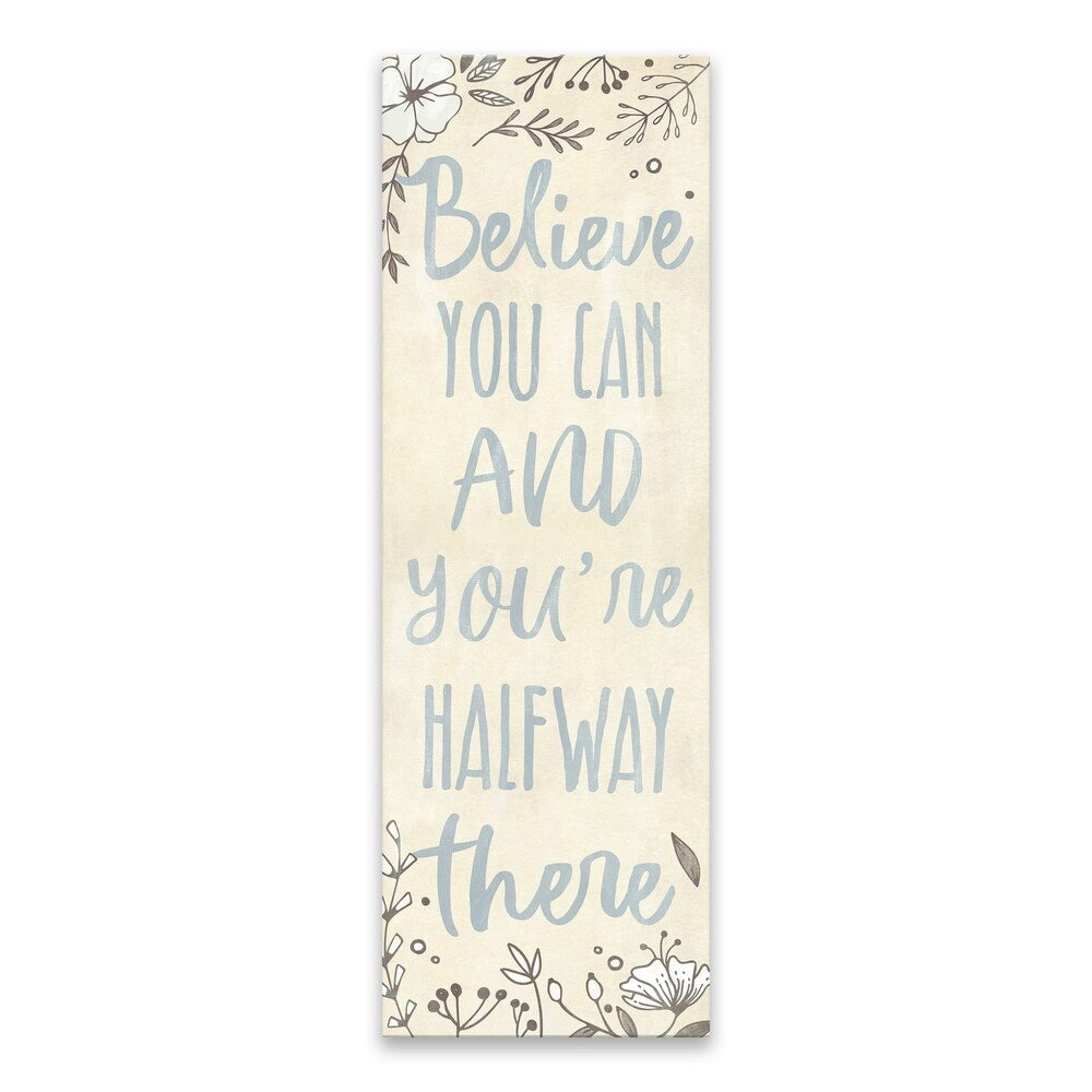 Believe You Can Inspirational Wall Art - 12x36 Inch Canvas Print with 1.25 Inch Depth - Multi-Color Home Office Decor for Motivation & Positive Vibes