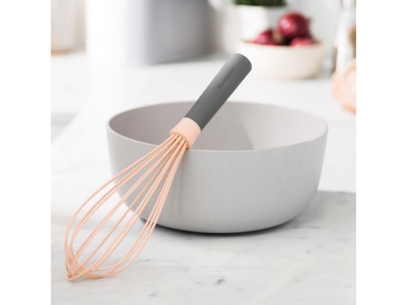 BergHOFF Leo 11-Inch Nonstick Silicone Whisk - Heat Resistant Kitchen Utensil for Baking, Mixing & Cooking (Pink & Gray) - Perfect for Cake Batter, Eggs, Sauces & More
