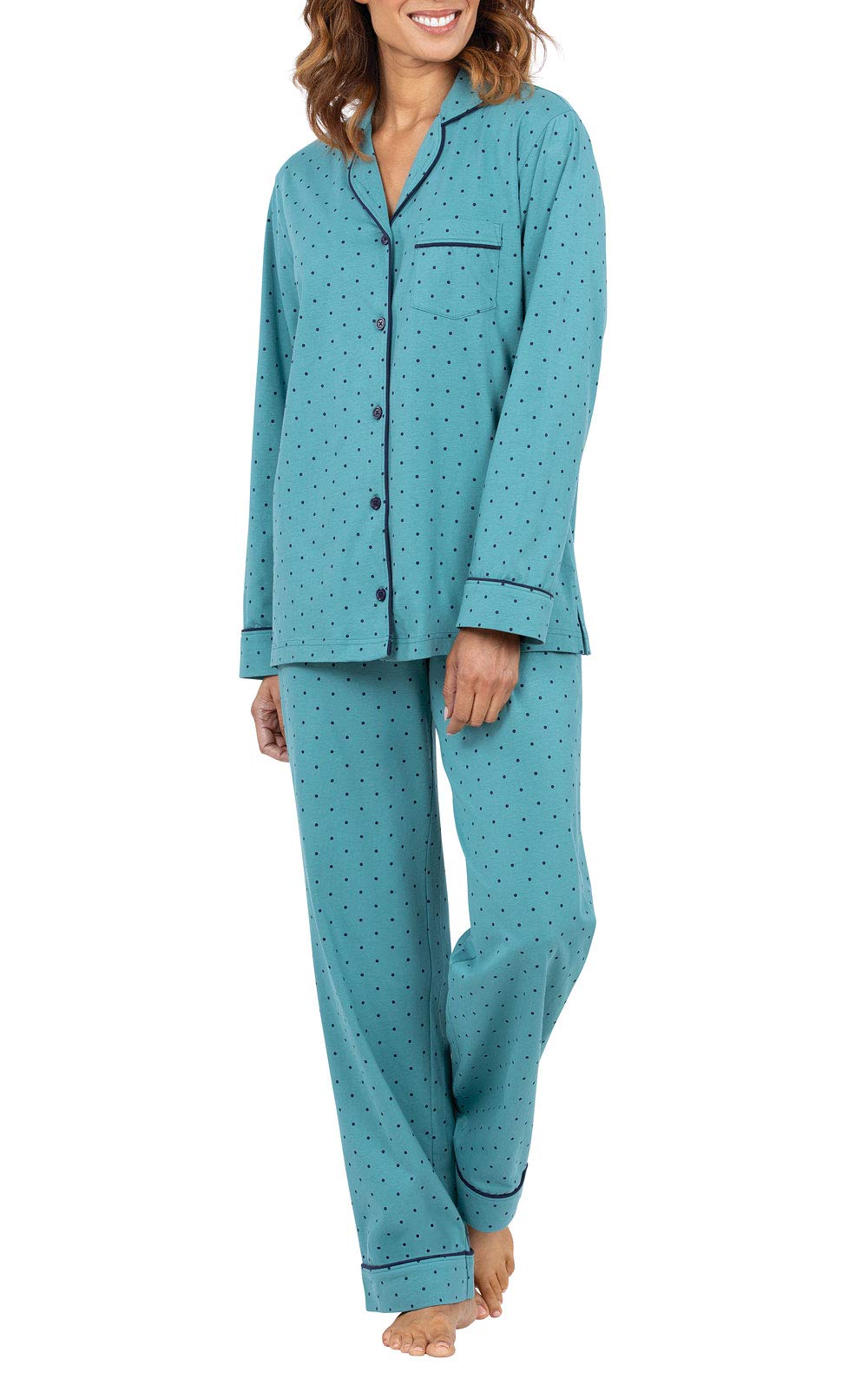 PajamaGram Women's 100% Cotton Jersey Boyfriend Pajama Set - Soft & Comfortable Sleepwear for Lounge & Relaxation at Home