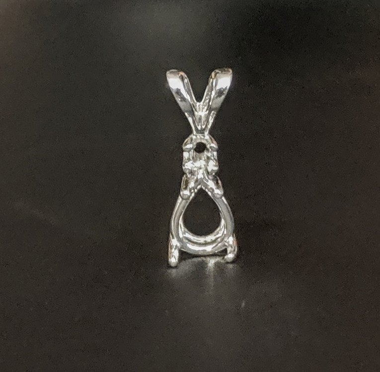 Solid Sterling Silver or 14kt Gold 7x5mm Pear Cut Pendant with Accent Setting - Handcrafted in USA | Perfect for Necklaces, Gifts & Special Occasions