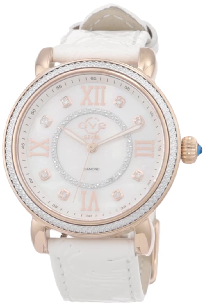 GV2 Women's Marsala Swiss Quartz Diamond Watch - Genuine Embossed Leather Strap with Tang Buckle | Elegant Dress Watch for Business, Party & Special Occasions