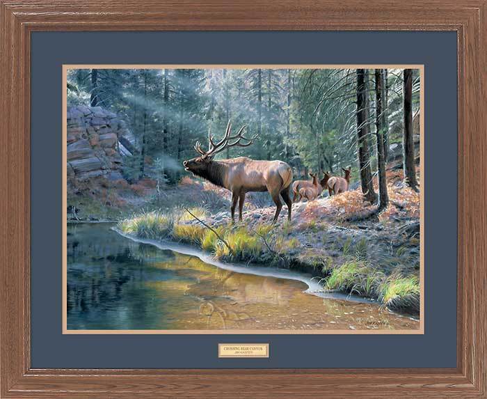 GNA Premium Print - Crossing Bear Canyon Elk Wall Art for Home & Office Decor | Nature Wildlife Painting, Perfect for Living Room, Bedroom, or Cabin
