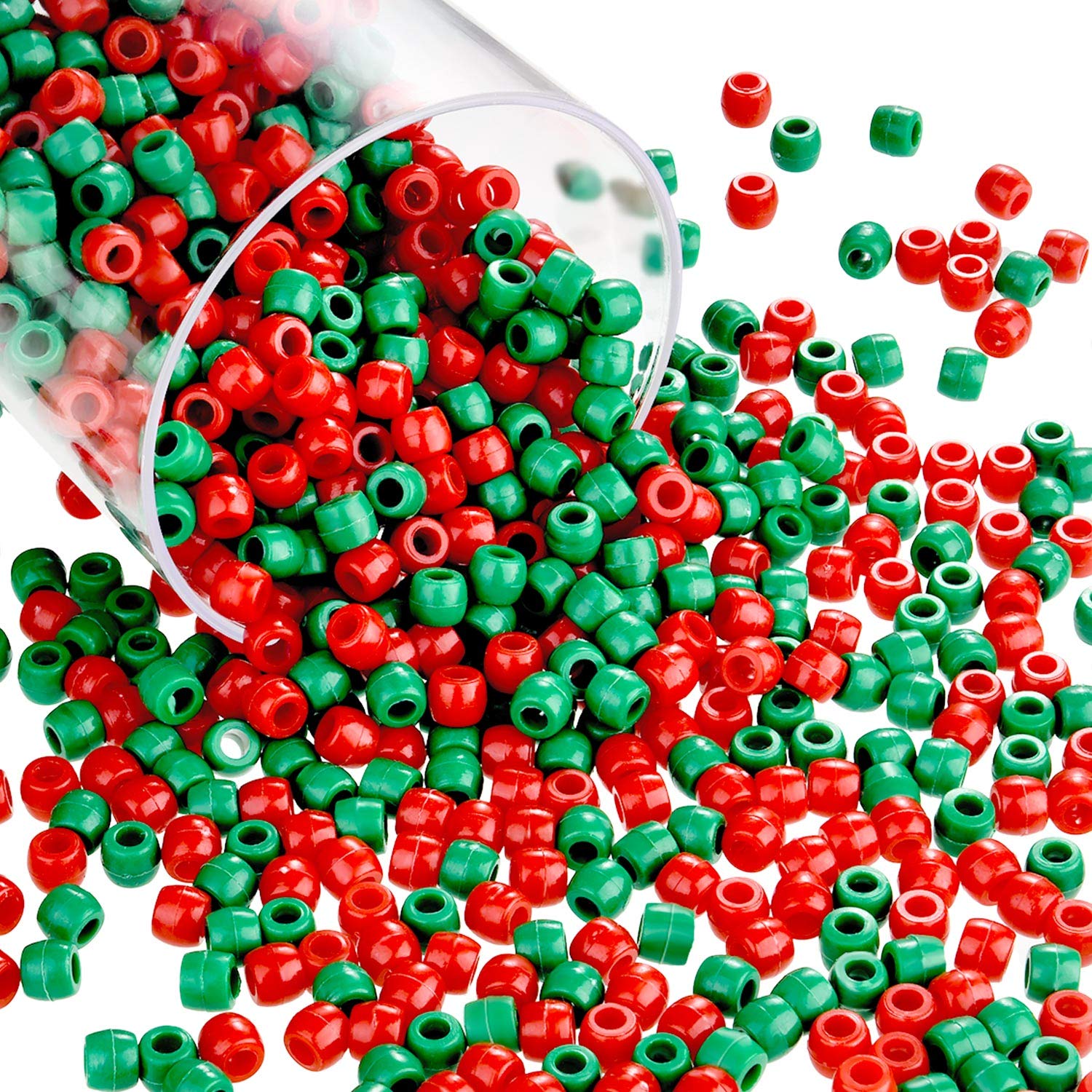 1000 Pcs Christmas Pony Beads - Plastic Round Craft Beads for DIY Jewelry Making & Holiday Decorations - Perfect for Christmas Ornaments, Bracelets, Necklaces & Tree Decor
