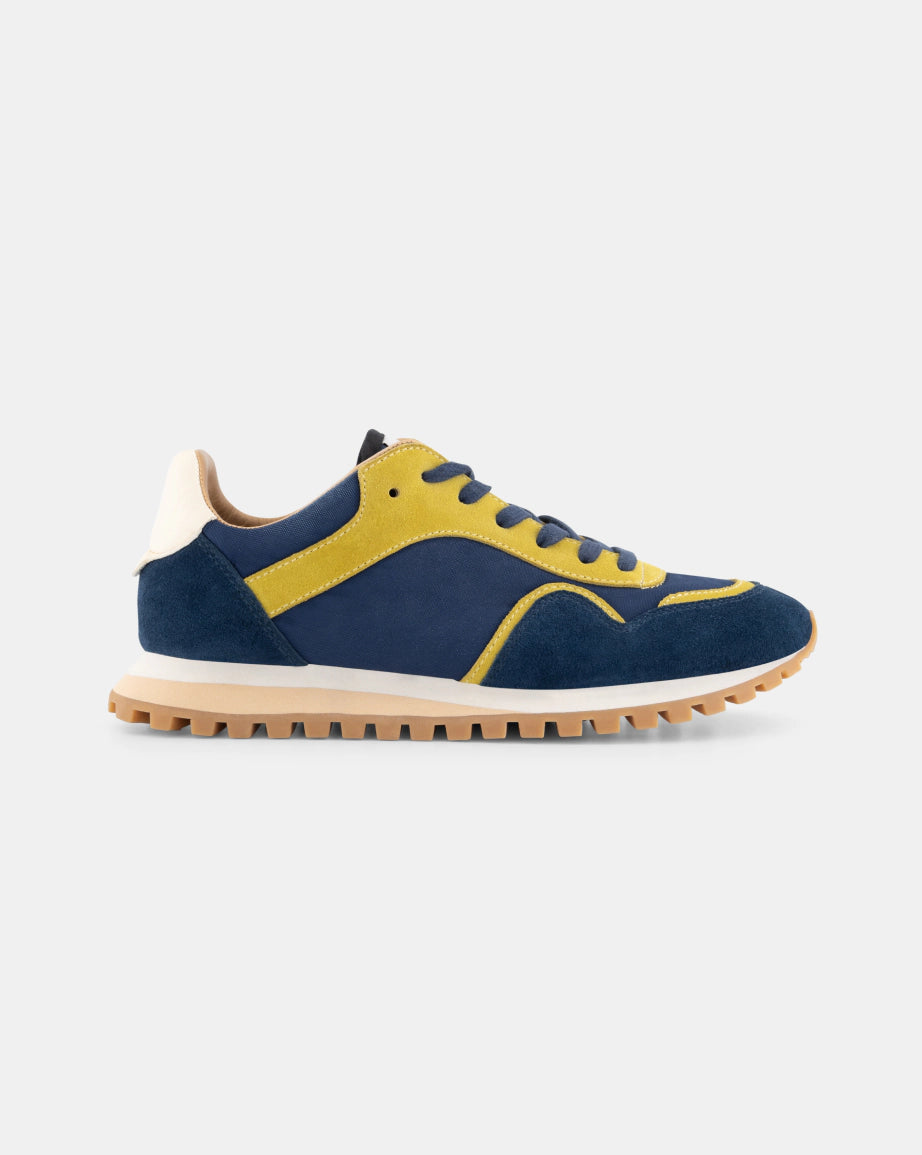 Moon Street Lace Up Sneakers for Women - Washed Petrol & Chartreuse Color - Comfortable Casual Walking Shoes for Running, Gym, and Everyday Wear