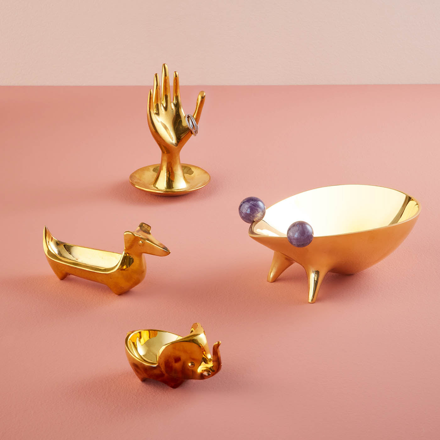 Vintage Brass Dachshund Ring Holder Bowl - Elegant Jewelry Organizer for Rings, Earrings & Small Accessories - Perfect for Dresser Top, Bathroom Counter or Gift Giving